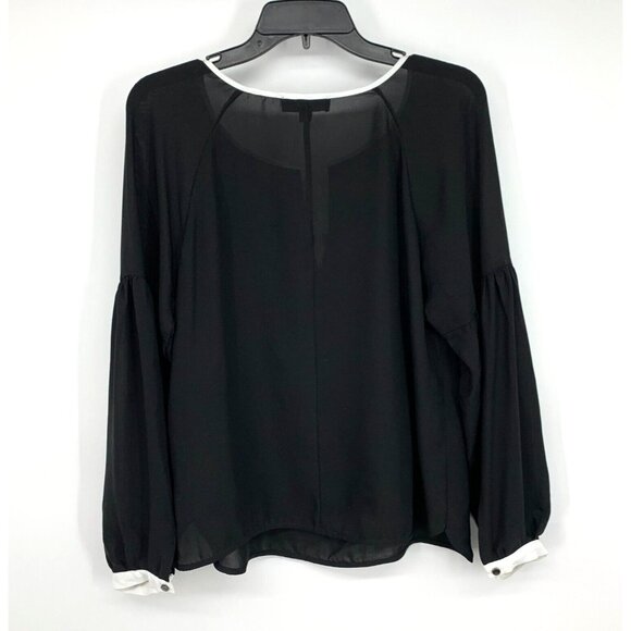 Studio Badgley Mischka Top Black Long Sleeve Sheer Tie Neck - Picture 6 of 9